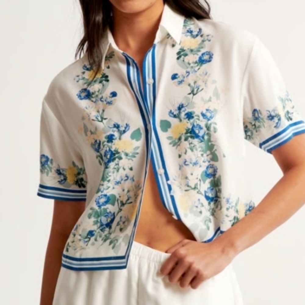 Abercrombie & Fitch AF Outfit 2PC Lounge Casual PJ Top Shorts Set S - Picture 2 of 9